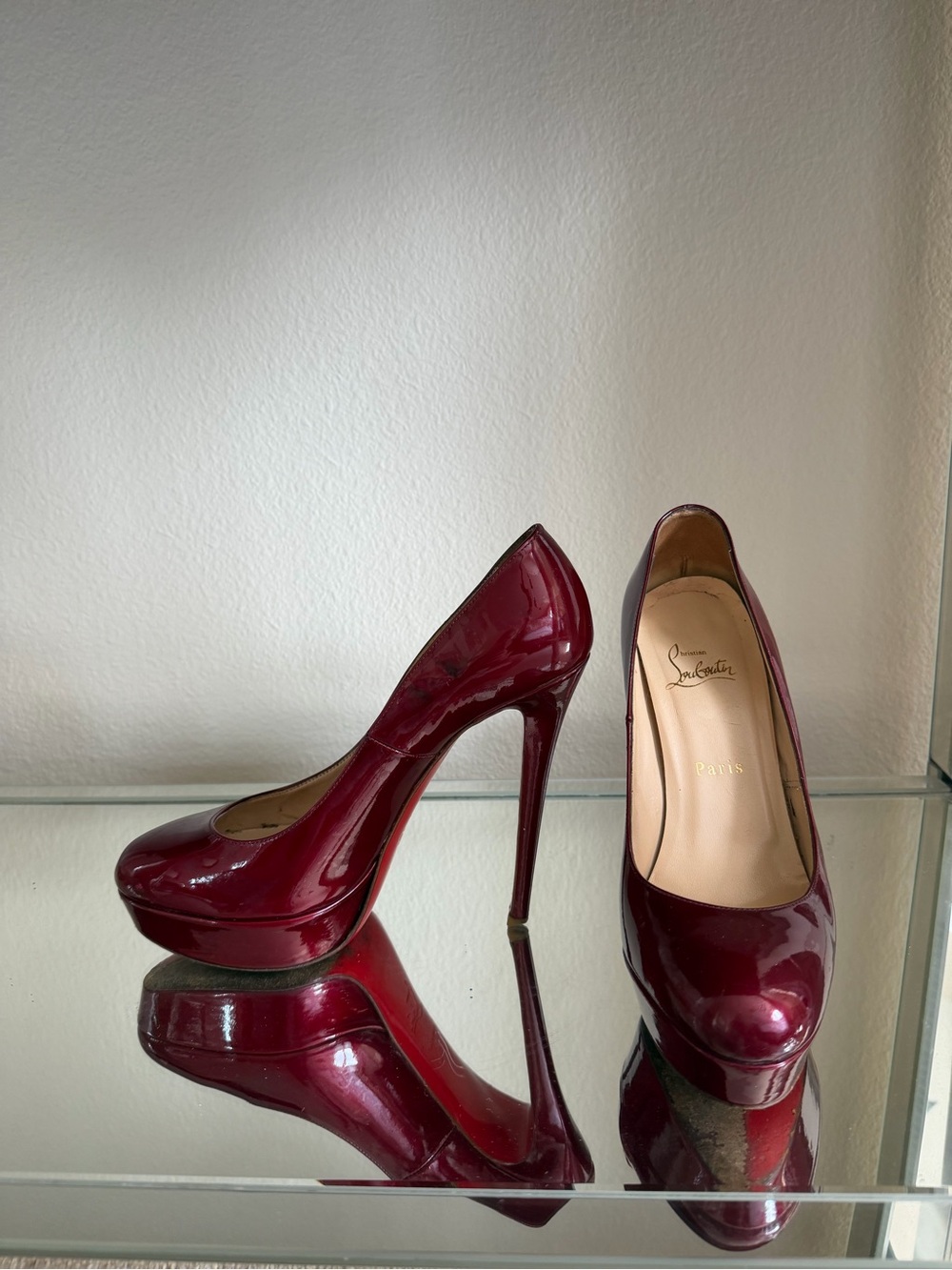 Christian Louboutin Heels 8.5 Louboutin Burgundy Patent Leather Stilettos